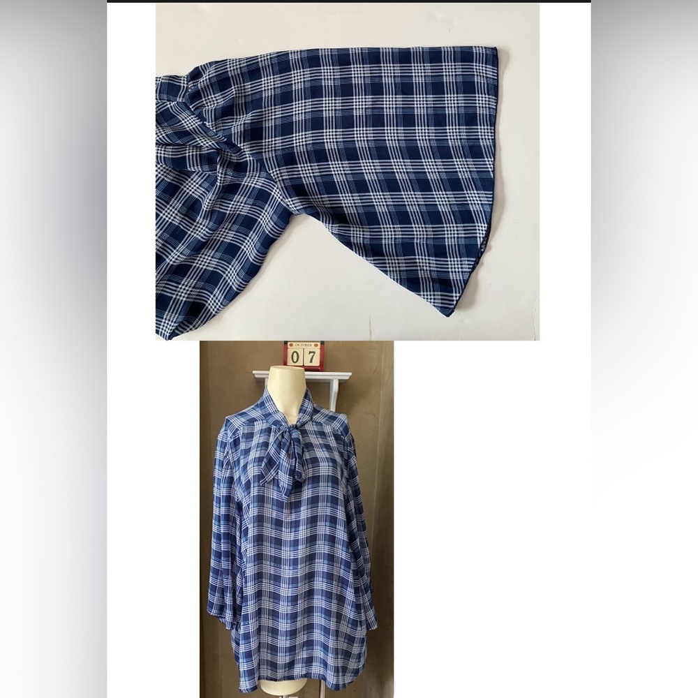 ASHLEY STEWART Tie Neck Blouse Women’s size 18/20, bell sleeves
